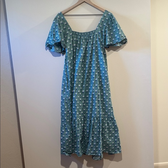 Ophelia & Indigo Floral Fifi‎ Dress Size Large Blue Green Floral - Picture 8 of 8